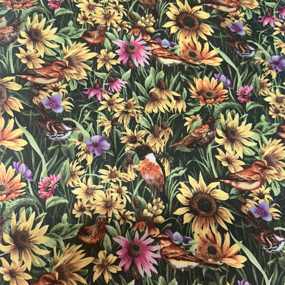Jo-Ann Fabric Bird Sunflower Nature Print Cotton 1 yard South Korea - Picture 7 of 8